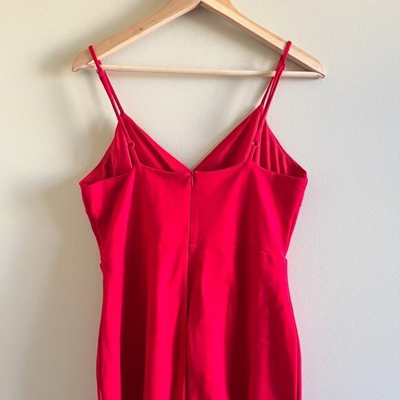 Lulus Sealed With a Kiss Red Bodycon Dress Size L  Ruffle Hem Strappy - Picture 9 of 9